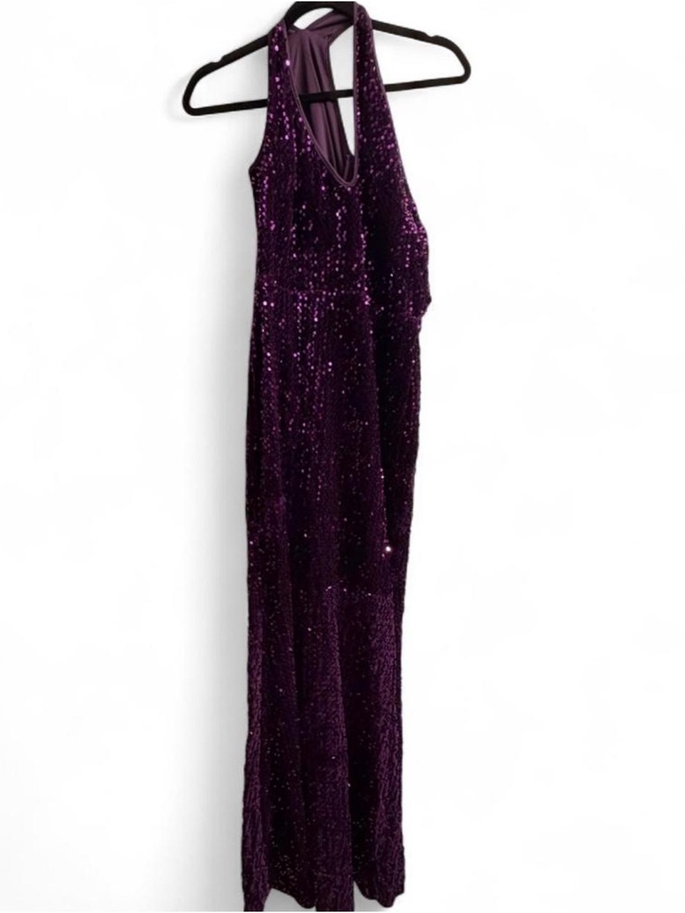 Sequined Asymmetrical Evening Dress in Deep Purple